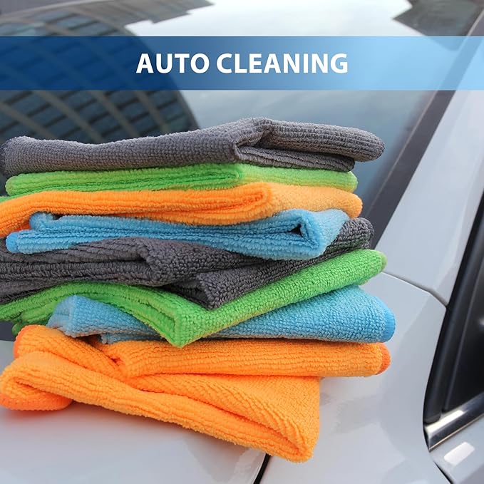 12 Pack Microfiber Cleaning Cloth 11.8x11.8inch - Streak-Free, Reusable Wipes for Glass, Kitchen, Car, Dusting - Absorbent & Lint-Free (Mixed Color 2, 11.8 x 11.8 inch)