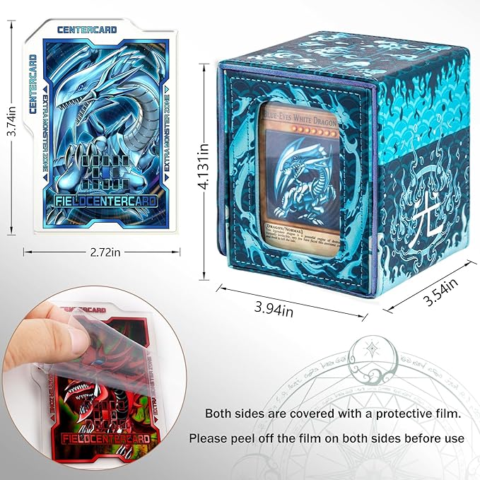 Card Deck Box for YGO MTG Deck Box 110+ Double Sleeved Cards Storage Box Trading Games Leather Storage Box with CardDivider,LaserCard,CardHolder (White Dragon)