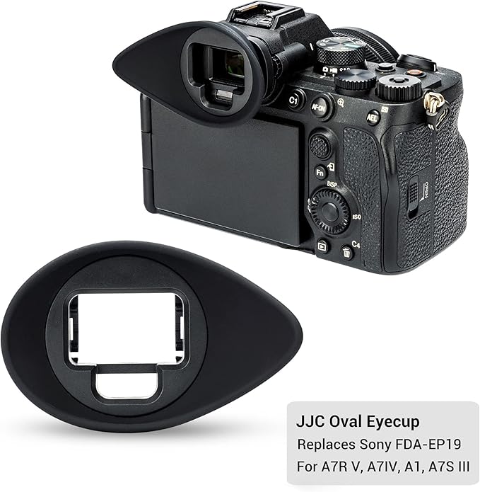 JJC Camera Viewfinder Eyecup Eyepiece for Sony A7R V A7R5 A7 IV A7M4 A7S III A7SIII A7S3 A1 Alpha 1 Replaces Sony FDA-EP19 Eye Cup, Oval Shape Soft Silicone and 360° Rotatable Design
