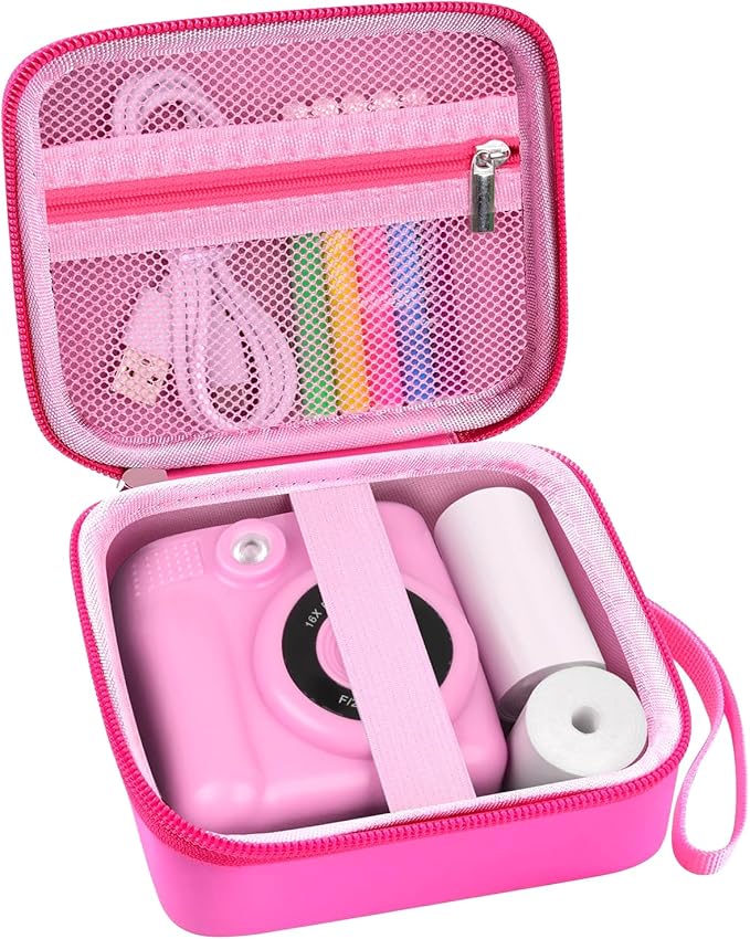 Kids Instant Print Camera Case Compatible with ESOXOFFORE for Dylanto for DUDUDRAGON for GKTZ for ETIKEZ for Dafotil for Careenoah for Aasonida Digital Video Prints Paper Bag (Box Only) Rose Red