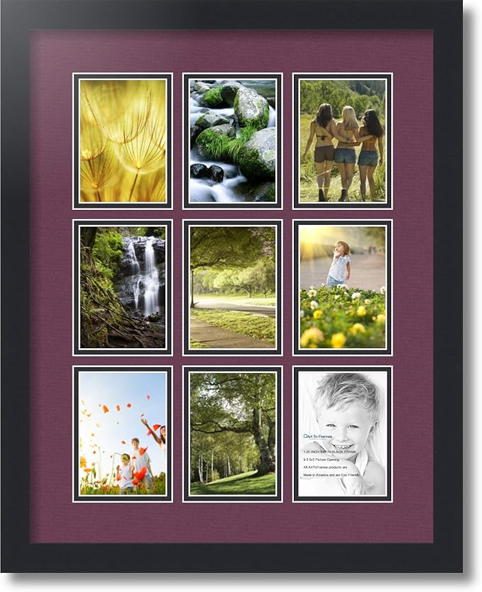 Art to Frames Double-Multimat-1045-815/89-FRBW26079 Collage Photo Frame Double Mat with 9-3.5x5 Openings and Satin Black Frame