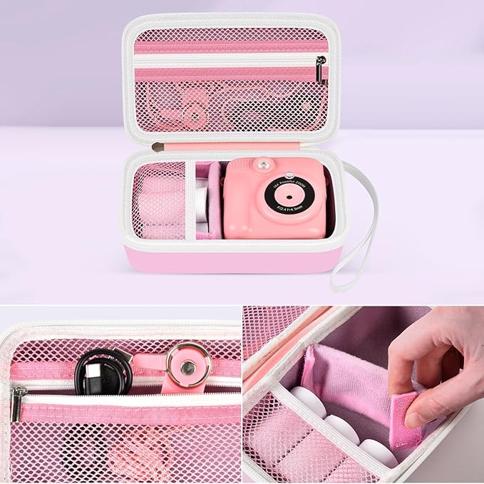 Grapsa Case Compatible with ESOXOFFORE for Dylanto for Yusuuo for WEEFUN for GKTZ for Amzelas for Mafiti Instant Print Camera for Kids, Film Camera Storage Holder Organizer Bag (Box Only)- Pink