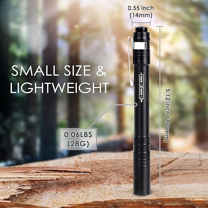 FASTPRO 6-Pack Pen Light, Aluminum LED Penlights with Batteries Included, Pocket Pen Flashlight with Clip for Inspections, Repairs, Camping and Emergencies, Black