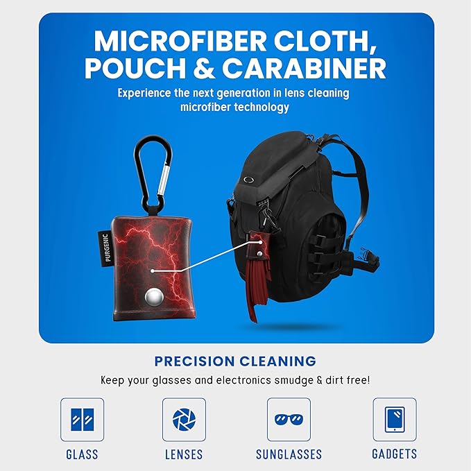 Microfiber Cloth & Glasses Wipes (1 Pack) Lens & Glasses Cleaning Cloth - Eyeglass Cleaner - Camera Lenses & Gadget Delicate Screens - Red