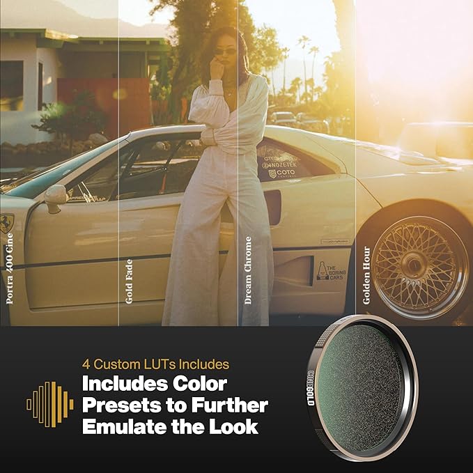 PolarPro CineGOLD -1/2 Gold Mist Diffusion Camera Filter –Warm Highlights & Low Contrast for Vintage Film Aesthetics – Soft Glow & Warm Tones for Digital Video & Photography – 82mm Threaded