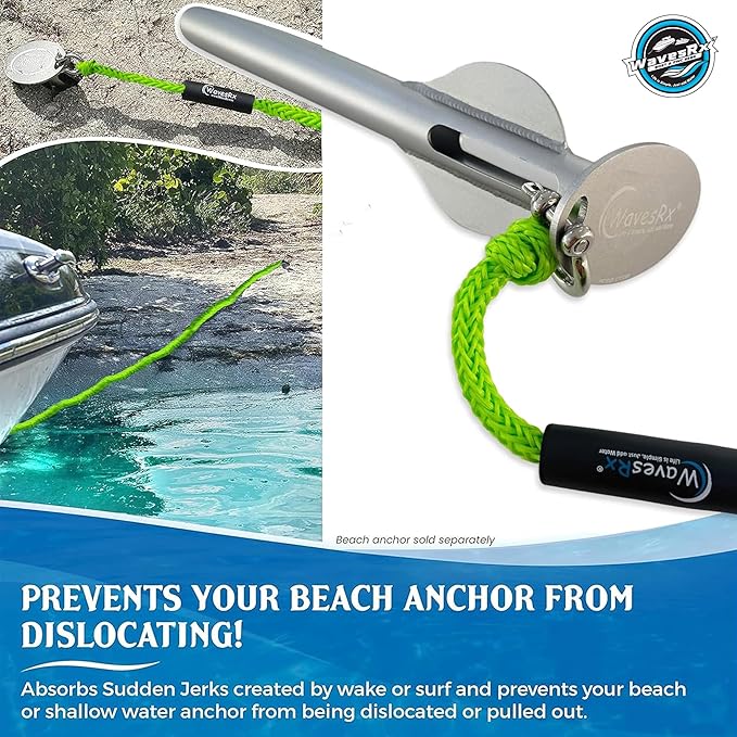 WAVESRX AnchorMate Bungee Line | Boat Bungee Dock Lines for Boats, PWCs & Kayaks | Absorbs Shock from Swells & Wind, Prevents Anchor Dislodging | Perfect for Anchoring, Mooring & Tethering