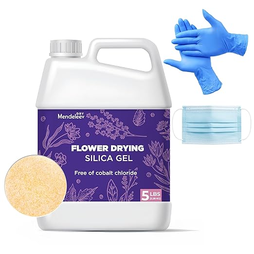 Silica Gel for Flower Drying 5 LB – Floral Desiccant for Preserving Roses & Wedding Bouquets – Color-Changing Orange to Green – Fast-Drying Crystals, Reusable & Reactivatable