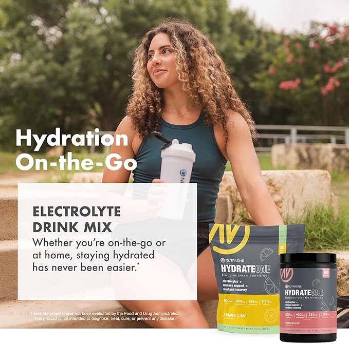 HydrateOne, Electrolyte Drink Mix On-The-Go | Lemon and Lime, 30 Servings