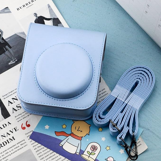 Frankmate Protective Case Compatible with Fujifilm Instax Mini 12 Instant Film Camera with Accessory Pocket and Adjustable Strap (Blue)