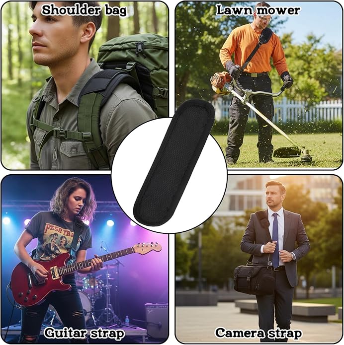 Xindojuz Extra Thick Shoulder Strap Pad, Black Shoulder Pad for Bag Strap, Soft Removable Backpack Pads Padded Shoulders Straps Fastener Cushions for Women Men Guitar Duffle Bag Straps Replacement