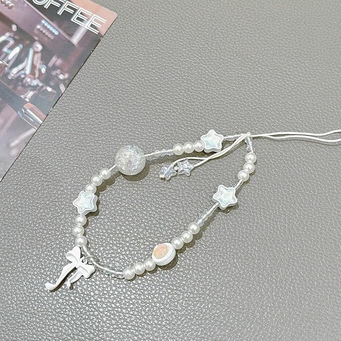 Beaded Camera Wrist Strap Cute Digital Camera Charm Lanyard Phone Charms Strap Beaded Camera Chain for Phone Bag Keychain