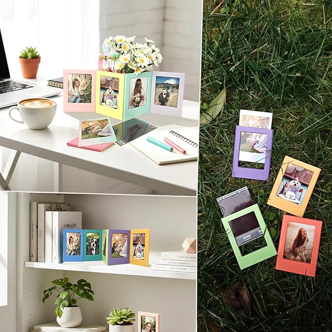JOYZO 2x3 Magnetic Picture Frames, 12 Pack Mini Frames with Clear Front Covers for Instax Mini Films, for Polaroid Instax 12 11 41 90 SE EVO Photo Desktop Refrigerator Display