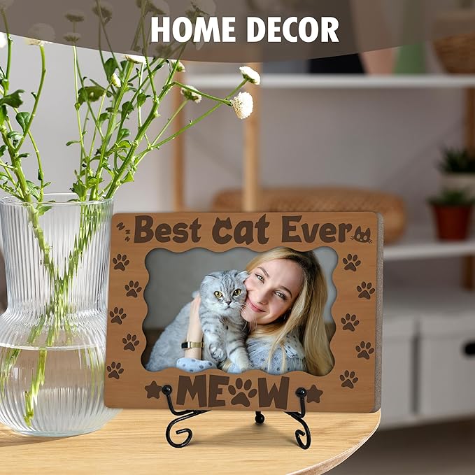 Wooden Picture Frame, Handcrafted You Had Me at Woof Wood Frame with Stand, Birthday Unique Gift for Dog Owners, Perfect for Pet Lovers, Home Tabletop Display, Fits 4 x 6 Inch Photo(Dark Brown)-A30