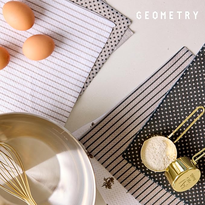 GEOMETRY Dishcloth – Evergreen Collection – Quick-Dry, Ultra-Absorbent, Reusable Microfiber Kitchen Towels for Drying & Cleaning - Willow Stone - 3 Pack