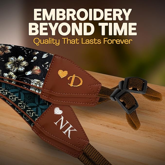 Art Tribute Camera Strap for All DSLR and Mirrorless Cameras. Add Your Name Or Initials Make It a Personalized Gift