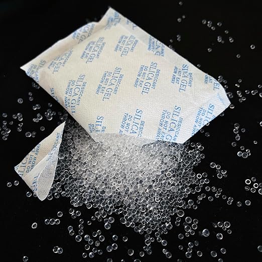 Silica Gel Packets,100 Gram 6 Packets Desiccant Packs, Moisture Absorbers, Rechargeable Silica Gel Car Dehumidifier, Reactivated Silica Gel Desiccant Packets, Safe Dehumidifier Bags for Storage