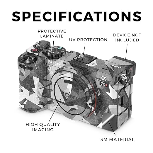 Glossy Glitter Camera Skin Compatible with Sony Alpha 7CR Camera (2023) - Mono Camo - Premium 3M Vinyl Protective Wrap Decal Cover - Easy to Apply | Crafted in The USA by MightySkins