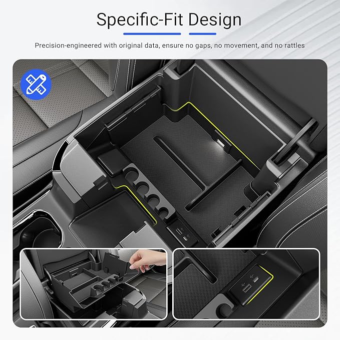 Center Console Organizer Compatible with 2022-2026 Chevy Silverado GMC Sierra 1500 24-26 2500 3500 Armrest Storage Organizer Tray Replacement for 2022-2026 Chevy Silverado Accessories