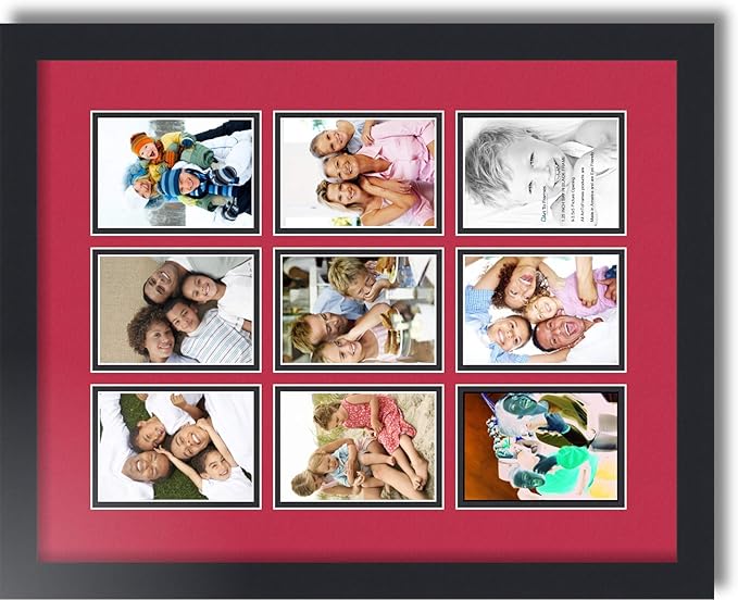 Art to Frames Double-Multimat-1045-762/89-FRBW26079 Collage Photo Frame Double Mat with 9 - 3.5x5 Openings and Satin Black Frame