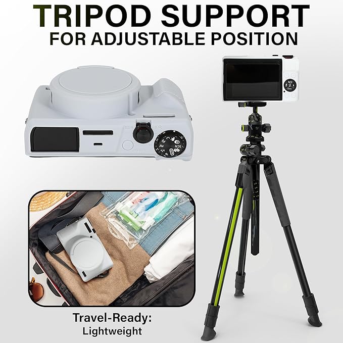 STSEETOP Camera Case for Canon PowerShot G7X Mark III - Protective Silicone DSLR Skin with Lens Cover, Detachable Cage, Shockproof, Dustproof (White)