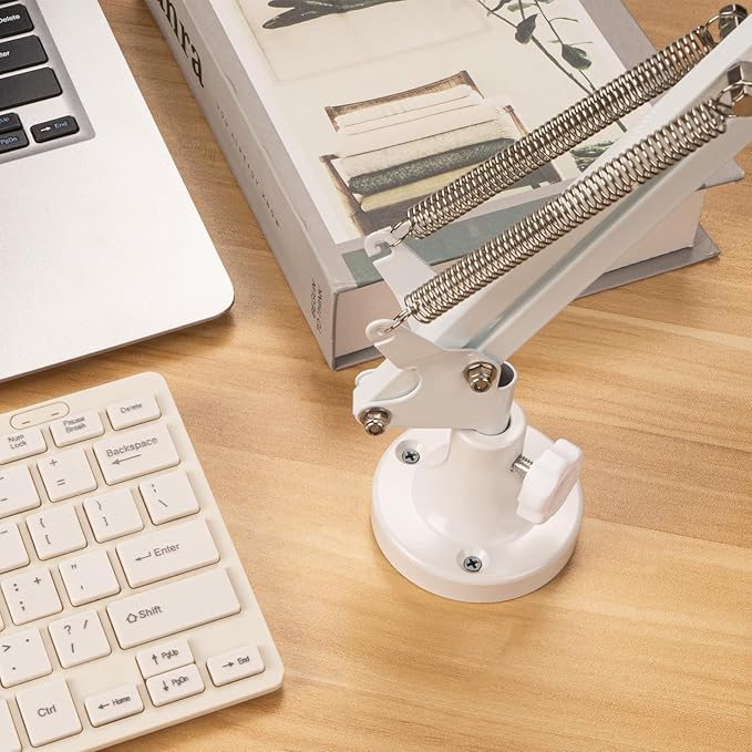 GEEKRIA for Creators Microphone Table Flange Mount Adapter, Metal Table Mount Clamp with Adjustable Interface Aperture Compatible with TONOR T20, Aokeo AK-35, InnoGear Microphone Arm (White)