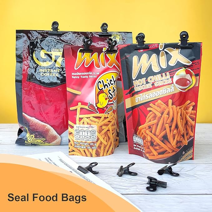 Coideal Black Small Bull Clips - 30 Pack Mini Metal Hinge Clips Tiny Binder Paper Clamps for Tags Bags Shops, Office and Home Kitchen (22mm)