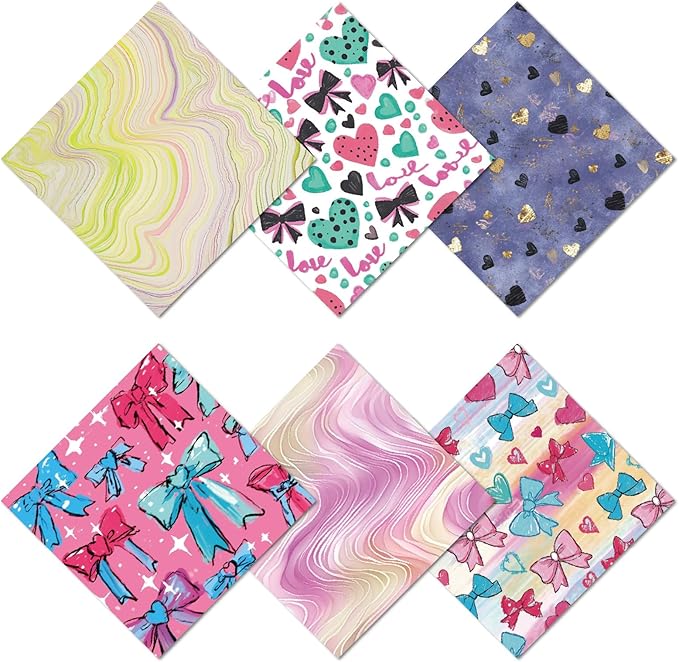 CREATCABIN 6 Packs Thickened Glasses Cleaning Cloth Pink Bowknot Heart Design Microfiber Cleaning Cloth Multi-Colored Eyeglass Cleaning Cloths Soft Wipes for Reusable Eyeglass Phone Screens 6 x 6 Inch