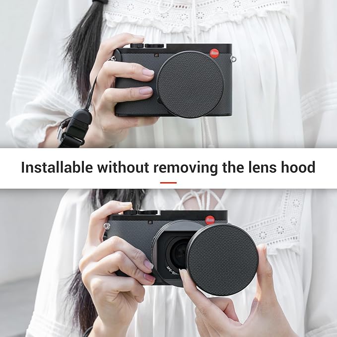 Metal Lens Cap Cover Protector for Leica Q3 43 Q3 Q Q-P QP Camera with PU Leather on Surface & Microfiber Fabric Interior Anti-Scratch Dustproof Protective Lens Cap Accessories for Q3 43 Q QP