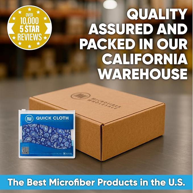 Quick Cloth Microfiber Glasses Cleaning Cloths – 5x7, Paisley Blue, 2 Pack with Case | Double-Sided Lens Cleaner for Eyeglasses, Camera, Screens & Glass | Reusable Microfiber Glass Polishing Cloths