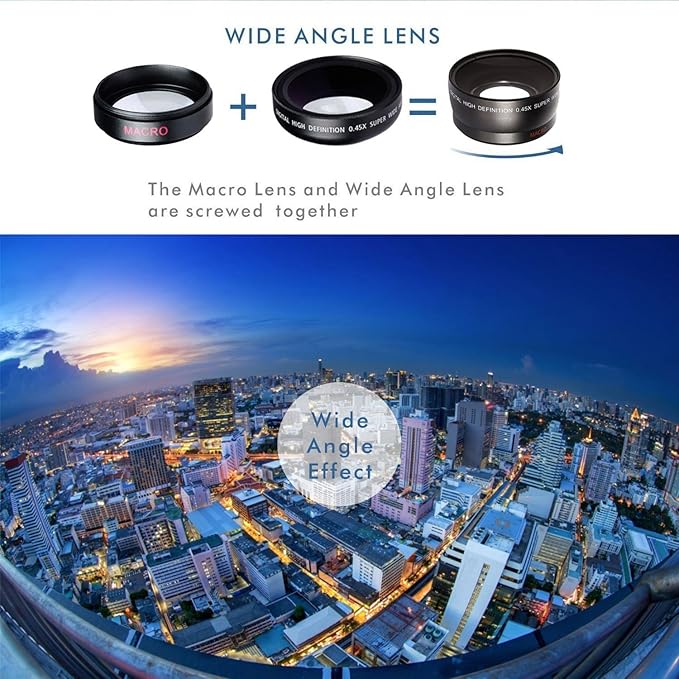 2-in-1 Professional Universal Smartphone HD Camera Lens Kit (Super Wide Angle & Macro) for iPhone 15, Pro Max, 14, and All Smartphones