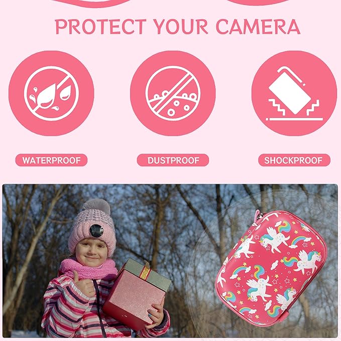 Leayjeen Kids Camera Case Compatible with Goopow/Mgaolo/CIMELR/Seckton/OZMI/Dylanto Kids Camera Toys and Children Digital Video Camera,Best Christmas and Birthday Gifts-Pink Unicorn(Case Only)
