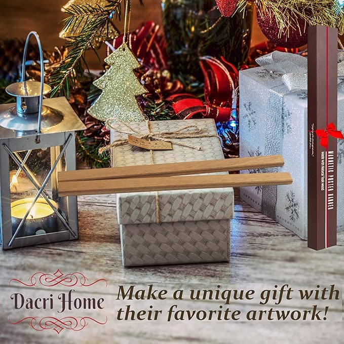 DACRI HOME Magnetic Poster Hanger Frame, Sturdy Magnetic Poster Frame with Teak Wood, Strong Magnets for Hanging Maps, Pictures, Prints, Scroll Wall Art, 18x18 18x24 18x27 (18 Inch, Black)