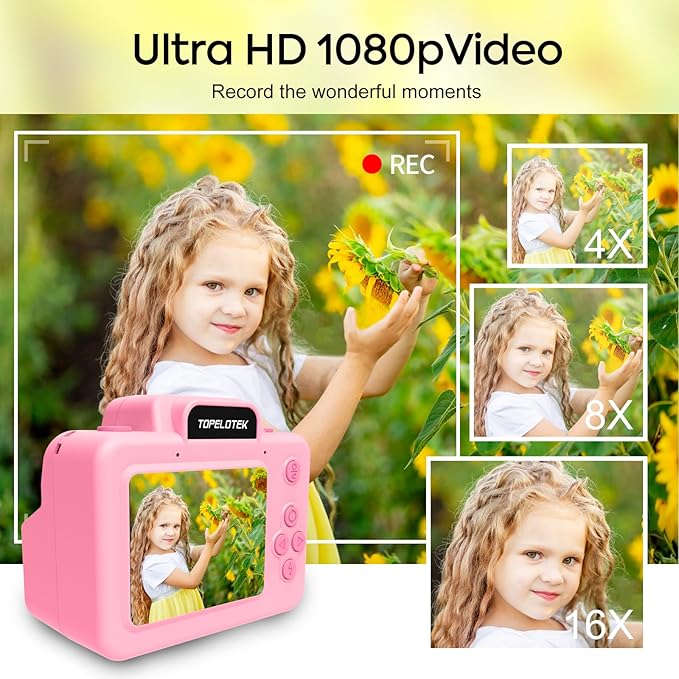Kids Instant Camera Print Photos Instantly, Toy Camera That Printing Pictures, Instant Prints Cameras Gift for Toddler Girls & Boys Aged 3-12 (Pink)