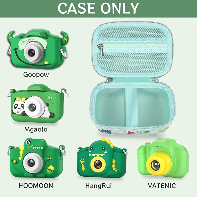 Leayjeen Kids Camera Case Compatible with Goopow/Mgaolo/HOOMOON/Hangrui Kids Camera Toys and Children Digital Video Camcorder Camera,Best Christmas and Birthday Gifts -Green Dinosaur(Case Only)