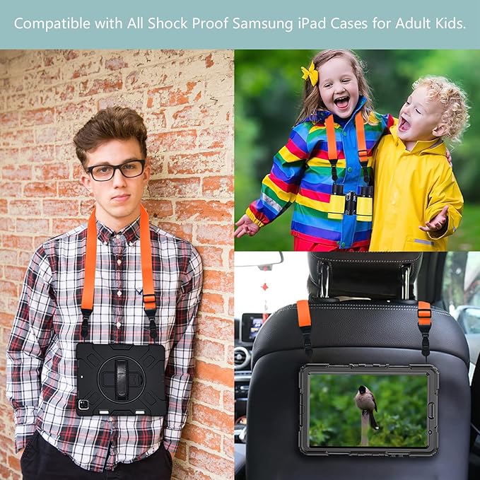 Adjustable Shoulder Strap:Comfortable iPad Strap Nylon Neck Lanyard for iPad/Samsung Tablet Case,Camera Binocular Crossbody Laptop Luggage Bag(Orange)