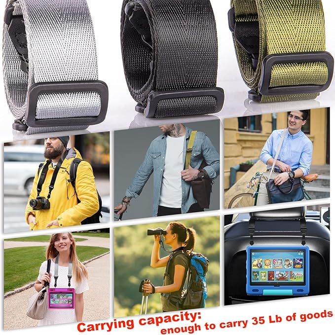 Qbily Universal Shoulder Strap 60 Inch - 3 Pieces, Adjustable Replacement Shoulder Neck Strap for iPhone, ipad, Tablet, Binoculars, Camera, Laptop, Luggage Bag （Grass Green, Black, Silver 3 Colors）
