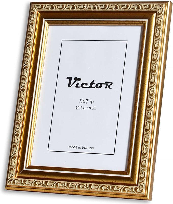 VictoR Picture Frame Chagall 5x7 Gold - Vintage Picture Frames with Shutterproof Acrylic Glass - 5 x 7 Photo Frame - Gold Picture Frames - Antique