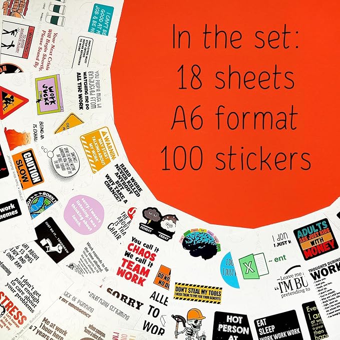 BulbaCraft 100Pcs Funny Work Stickers for Adults, Stickers for Adults Work, Adulting Decals Work, Coworker Laptop Decals, Gifts for Women & Men