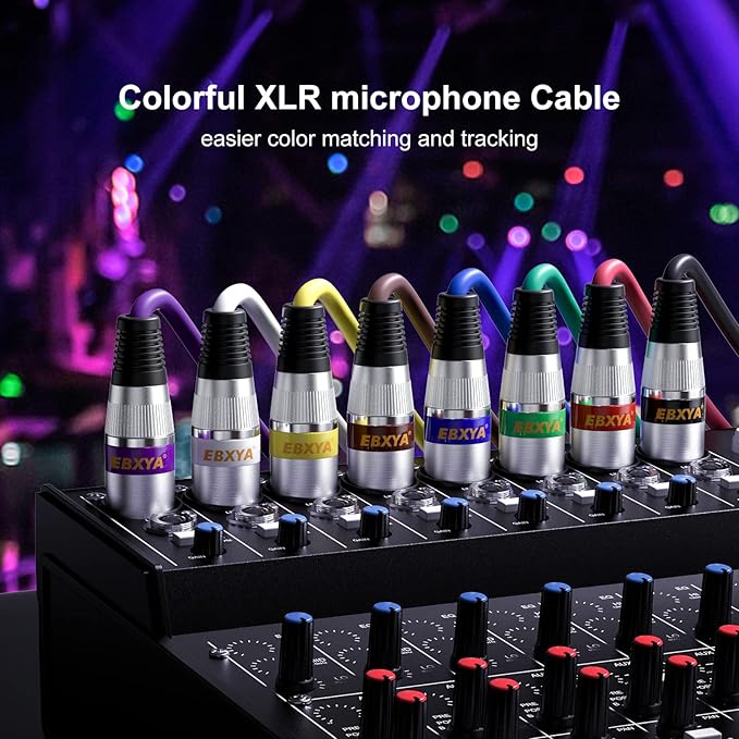 EBXYA XLR Cable 10ft 4 Color Packs- XLR Male to Female Microphone Mic Stage Patch Cords
