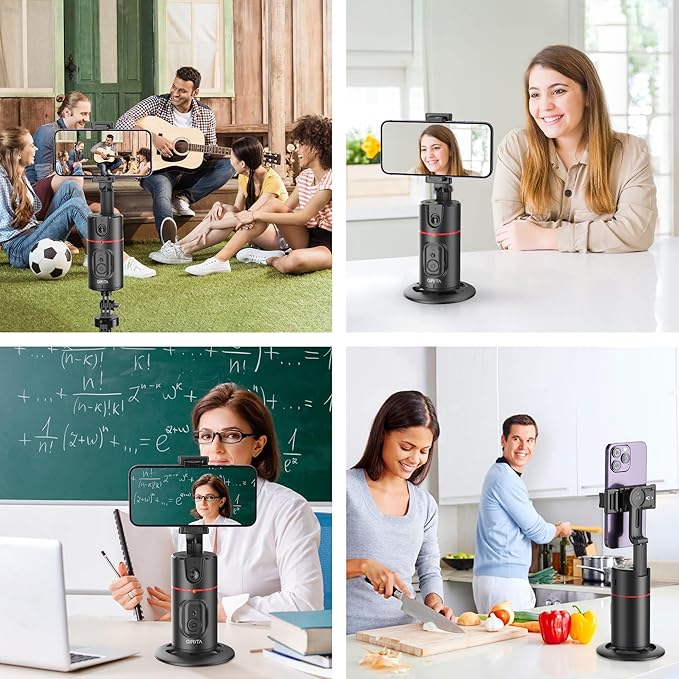 Auto Face Tracking Phone Holder, Magnetic Face Tracking Tripod 360 Rotation with Stand & Remote, Face Body Phone Tracking Tripod, No App, Smart Shooting Camera Mount for Live Video Recording Tiktok