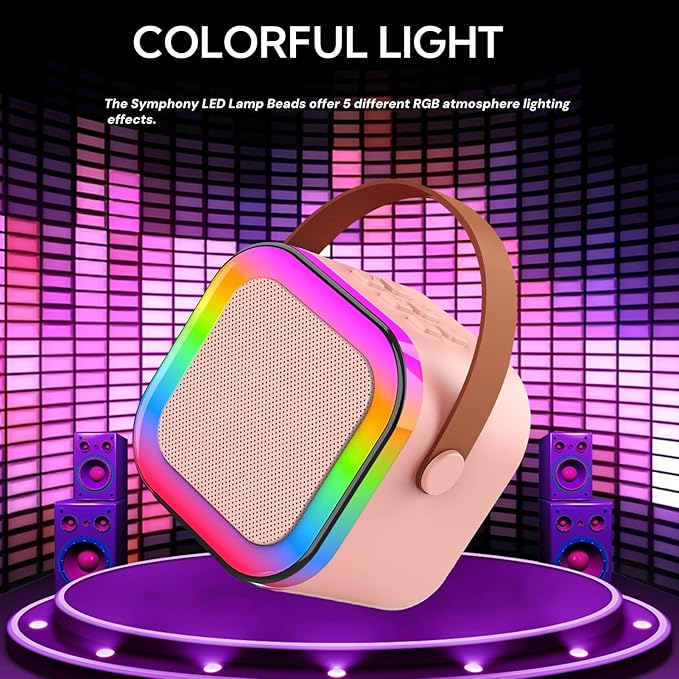 Karaoke Machine for Kids, Kids Karaoke Machine for Girls with 2 Wireless Microphones Mini Portable Bluetooth Speaker Kids Karaoke Machine Gifts for Girls and Boys Family Party (Pink)