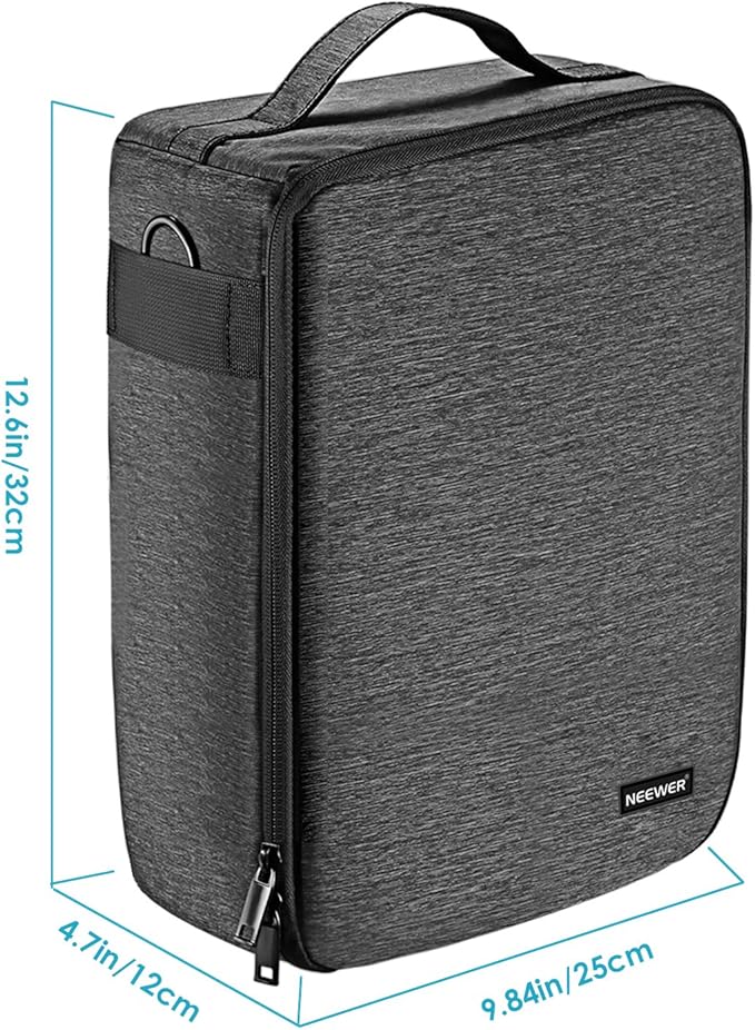 Neewer NW140S Waterproof Camera and Lens Storage Carrying Case 8.7x5.9x12.6 inches Soft Padded Bag for Canon Nikon Sony DSLR, 4 Lens or Flash, Trigger, Battery Accessories(Grey)