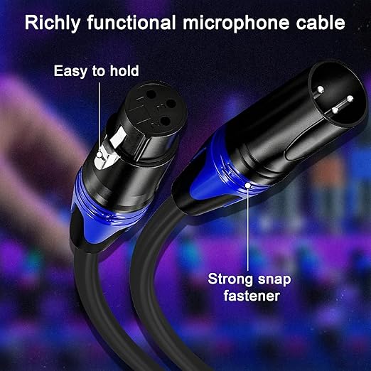XLR Cable 10FT 4Pack Black- Premium Balanced Microphone Cable 3-Pin XLR Male to Female Mic Speaker Cable, Pure Copper and Plated Conductors