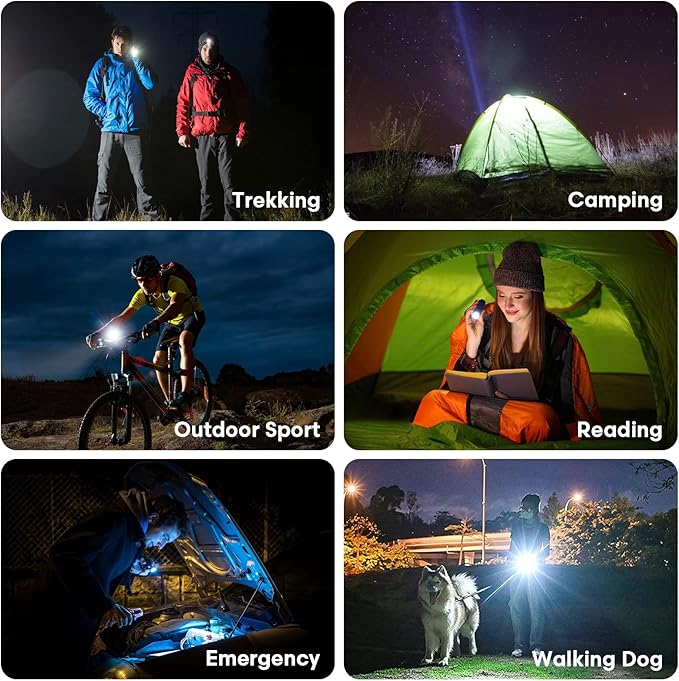 10 Pieces LED Flashlights Torch, High Lumens Mini Flashlight Waterproof Pocket Flash Light with 3 Modes, Adjustable Focus Zoomable for Camping, Hiking, Indoor, Outdoor, Home Use
