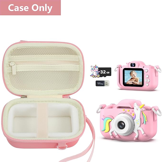 Leayjeen Kids Camera Case Compatible with Goopow/Mgaolo/CIMELR/Seckton/OZMI/Dylanto Kids Camera Toys, Christmas Birthday Gifts for Girls for Girls Boys(Case Only) Pink