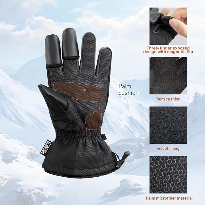 PGYTECH Professional Photography Gloves for Photographers, Cold Weather Ski Gloves for Men Women