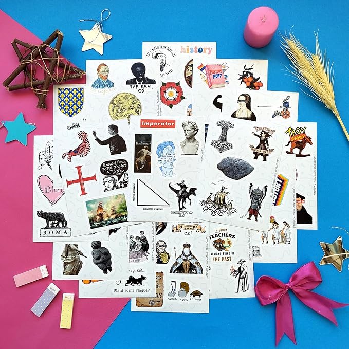 BulbaCraft 100Pcs Funny History Stickers, History Nerd Stickers, Gifts for Women & Men