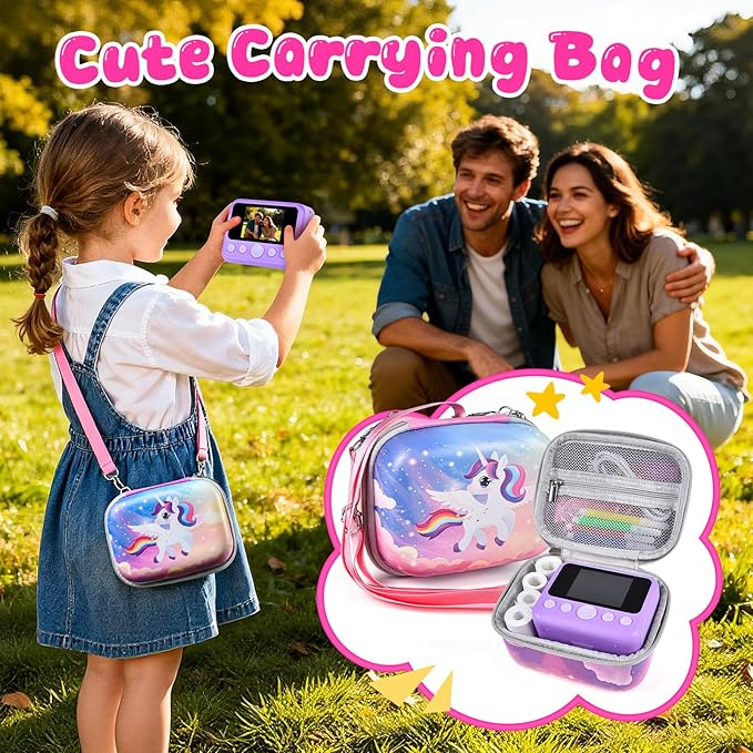 Kids Instant Print Camera, 30MP 1080P HD Digital Camera for Boys Girls with Color Pens & 32GB Card, Christmas Birthday Gifts Kids Toys for 3-12 Years Old (Purple)