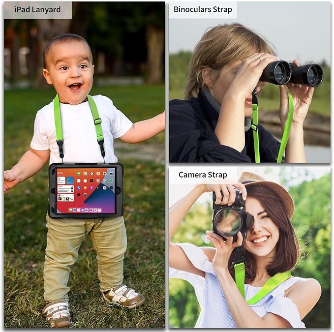 Nylon iPad Strap, Adjustable Camera Neck Strap, Comfortable Shoulder Strap for iPad, Cellphone Tablet, Camera, Laptop, Binocular, Luggage Bag(Fluorescent Green Universal Neck Lanyard)