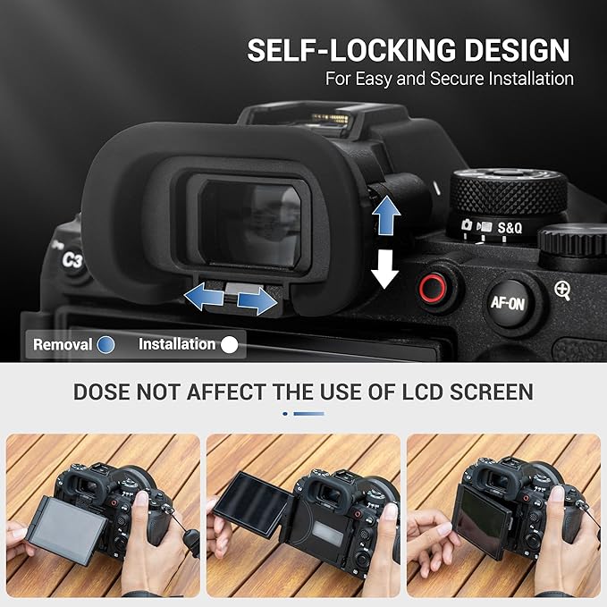 JJC Camera Eyecup Eyepeice Viewfinder for Sony A7 V A7M5 A7 IV A7M4 A7R V A7R5 A1 A1 II A7S III A7S3 A9 III Cameras, Soft Silicone Eye Cup Replacement of Sony FDA-EP21 Eye Cup